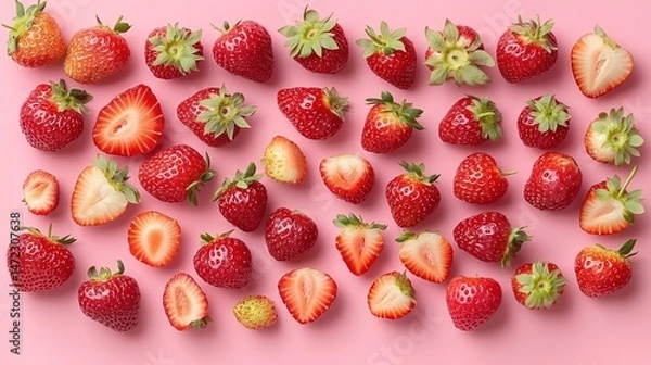 Obraz Fresh strawberries on a pink background