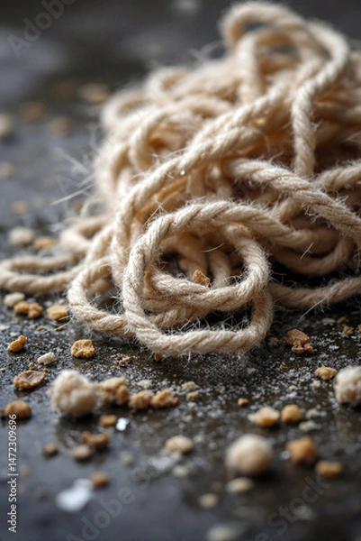 Obraz Coiled Rope on Ground with Gravel Texture