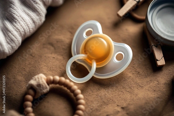 Obraz Neutral Baby Pacifier on Soft Fabric with Warm Lighting