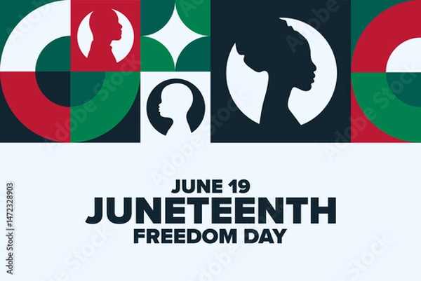 Fototapeta Juneteenth. Freedom Day. June 19. Holiday concept. Template for background, banner, card, poster with text. Vector EPS10 illustration.