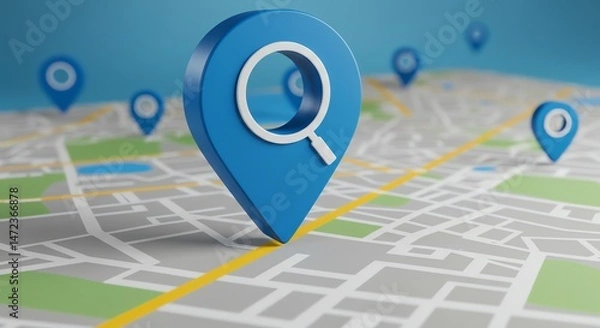 Fototapeta Map search icon for location finding concept