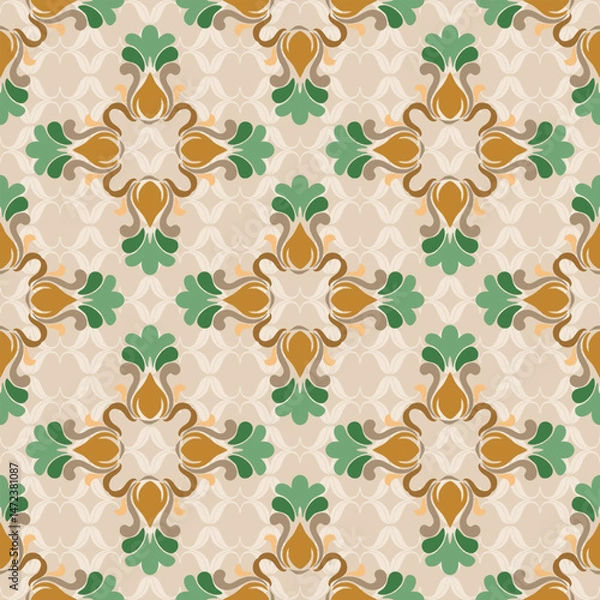 Obraz Abstract flora, Geometric Ethnic traditional seamless,Knitting,Navajo Native American Indian, tribal, traditional, pattern design for carpet, print, wrap, decorative, illustration, Fabric, Wallpaper, 