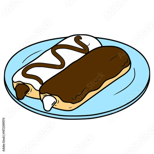 Obraz eclairs on a plate illustration hand drawn isolated vector