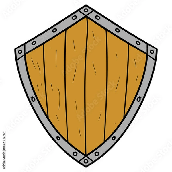 Obraz wooden shield illustration hand drawn isolated vector