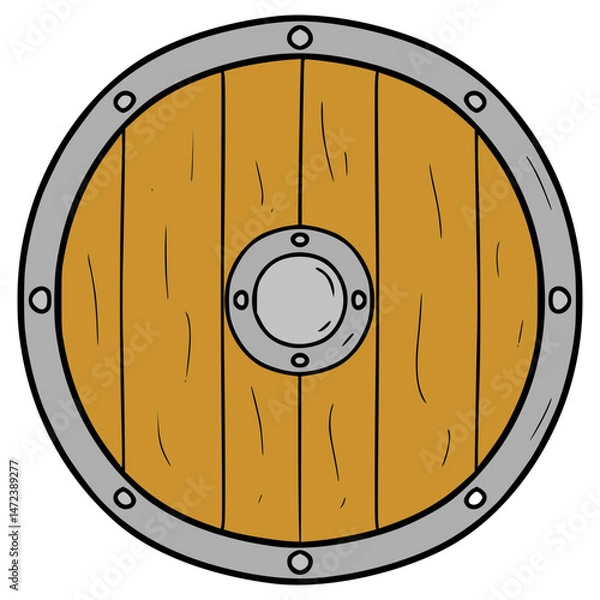 Obraz wooden shield illustration hand drawn isolated vector