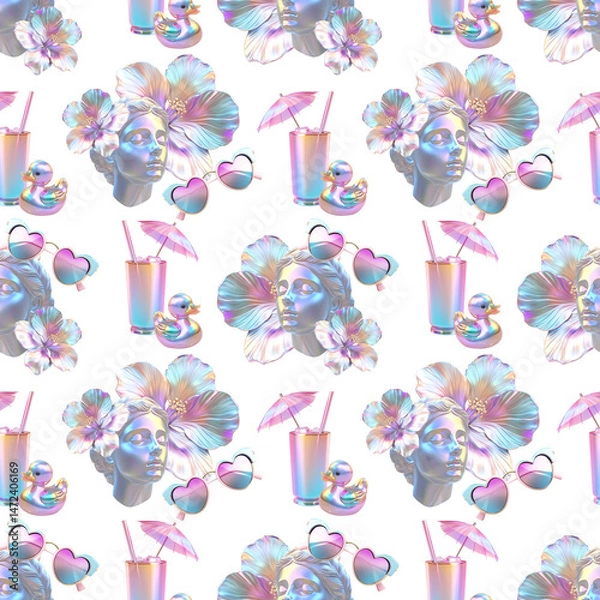 Fototapeta Seamless pattern on the theme of summer