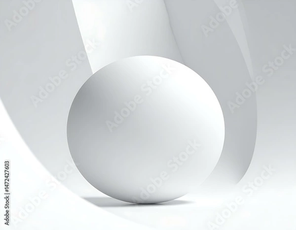 Fototapeta Abstract White Sphere Minimalist Modern 3D Design Background