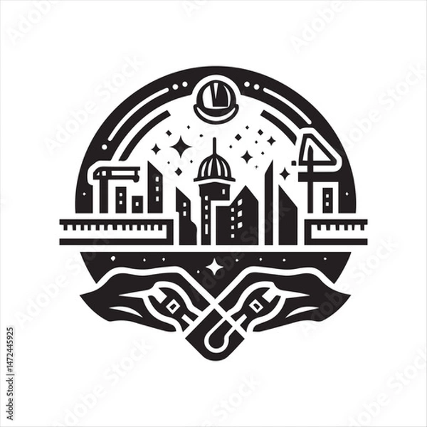 Fototapeta editable construction logo vector