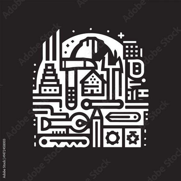 Fototapeta editable construction logo vector