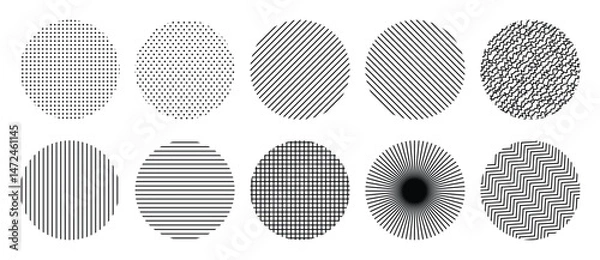 Obraz Geometric texture pattern shape set isolated on white background