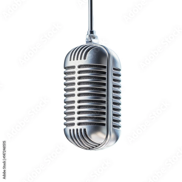 Fototapeta Vintage Microphone: A Timeless Symbol of Voice and Communication on Black Backdrop