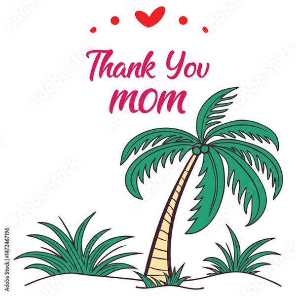 Fototapeta Mom loves art and illustrator eps 10 isolated on white backgroun