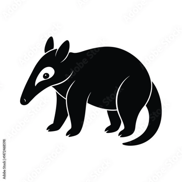 Fototapeta Tamandua small anteater from Central America silhouette vector image on white background