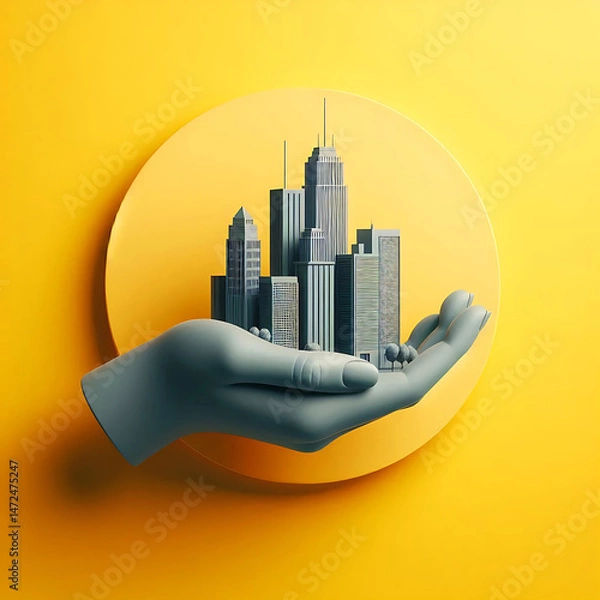 Fototapeta 3D Illustration of Urban Planning and Smart City Concep