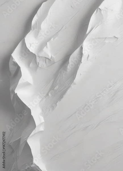 Fototapeta Wrinkled white paper; uneven surface, visible fibers ,  paper,  close-up,  minimalist