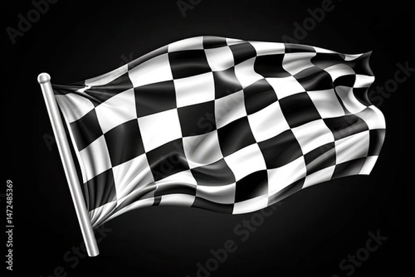Obraz Checkered racing flag waving in the wind