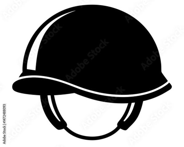 Obraz Military Helmet Icon Black Silhouette Graphic Design, Military Helmet Silhouette Vector