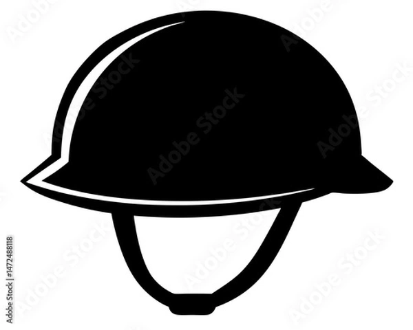 Obraz Military Helmet Icon Black Silhouette Graphic Design, Military Helmet Silhouette Vector