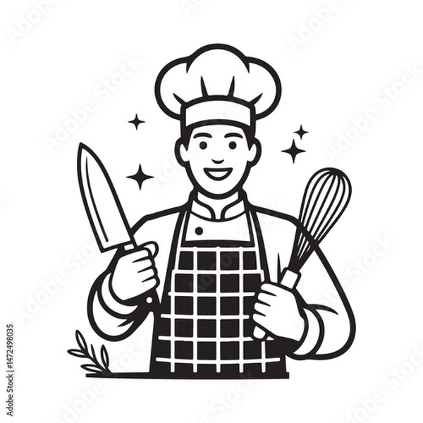 Obraz vector illustration of a chef holding a spoon