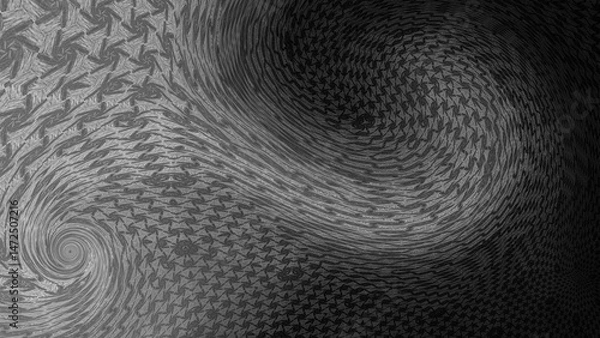 Fototapeta Abstract black and white swirling pattern with geometric designs