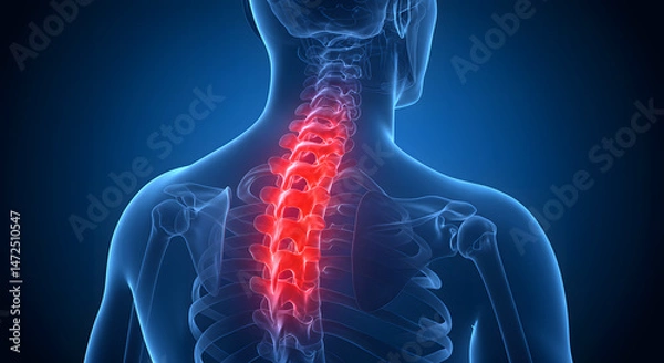 Fototapeta Spine Pain Illustration: Medical Visualization of Spinal Problems