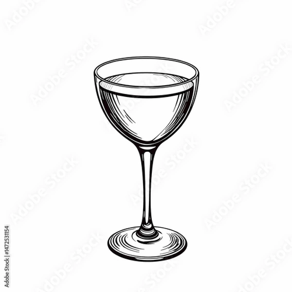 Obraz Stylized vodka glass sketch in black and white, minimalist elegance