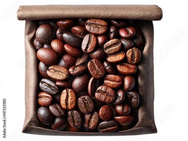 Obraz Brewing fresh coffee beans kitchen food photography indoor close-up. Isolated on transparent background, png.