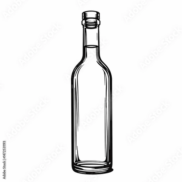 Obraz Outline of a vodka bottle on white background, minimalist design