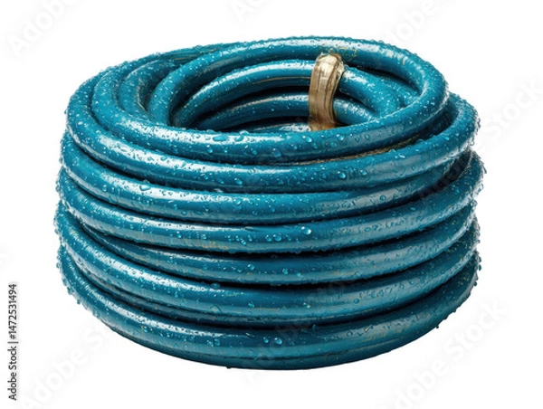 Obraz Watering garden action backyard photo wet environment close-up. Isolated on transparent background, png.