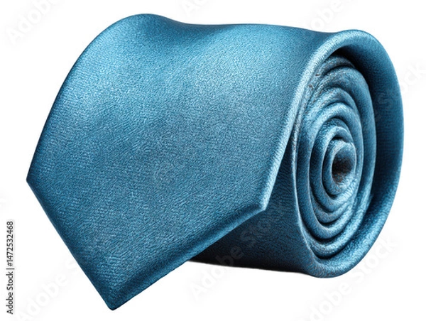 Obraz Elegant blue tie fashion accessory showcase studio close-up style. Isolated on transparent background, png.