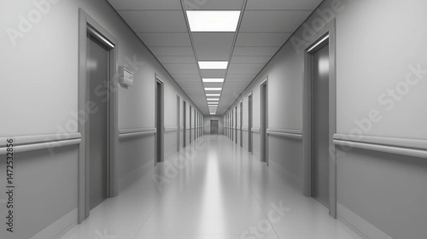 Obraz Empty hospital corridor perspective view