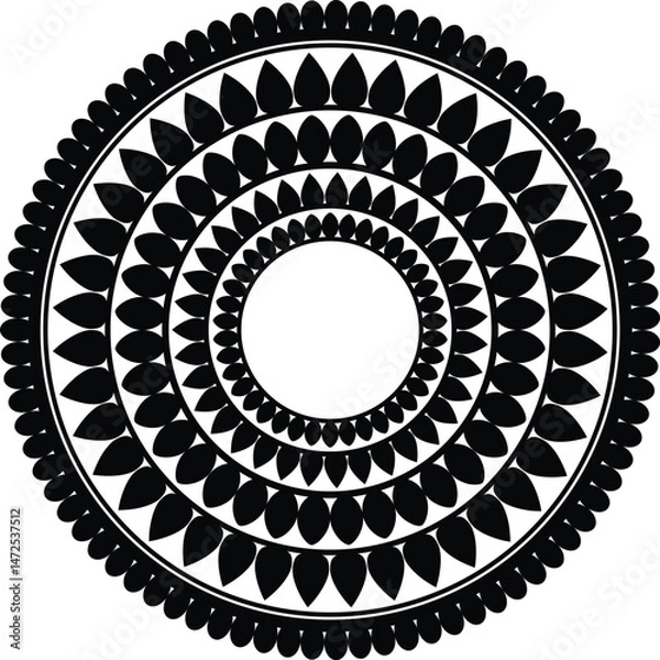 Obraz Black and White Mandala Circular Pattern design 2 Isolated on White Background	