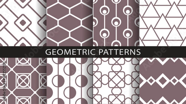 Fototapeta Set of seamless geometric patterns.