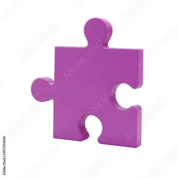 Fototapeta Shiny Curved Purple Puzzle Piece Symbolizing Strategic Connection and Creative Unity
Isolated on PNG background.