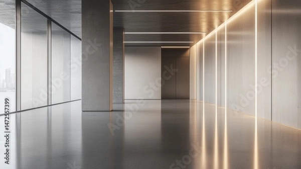 Fototapeta Modern Interior Space with Bright Lighting and Clean Lines