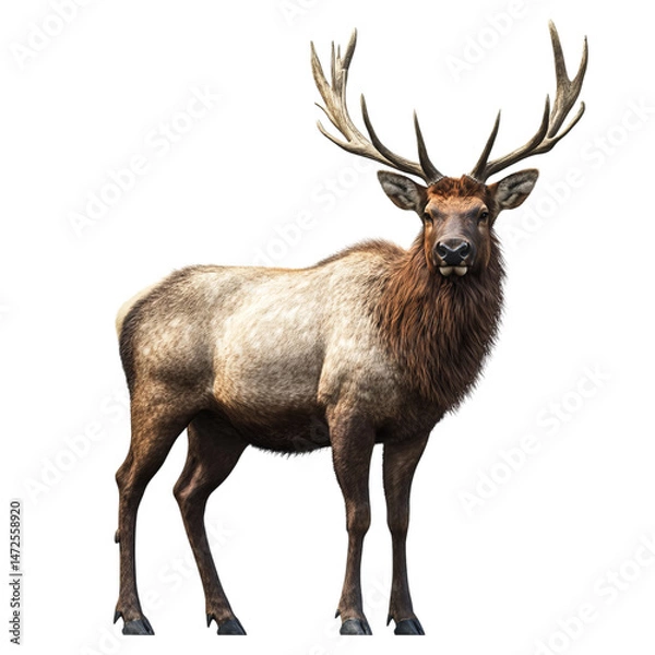 Fototapeta A Realistic Photograph Of An Elk Standing On A White Background-Photoroom.Png on transparent background