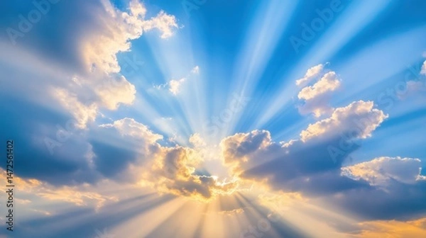Fototapeta Sunrise Clouds with Rays of Light Breaking Through the Sky