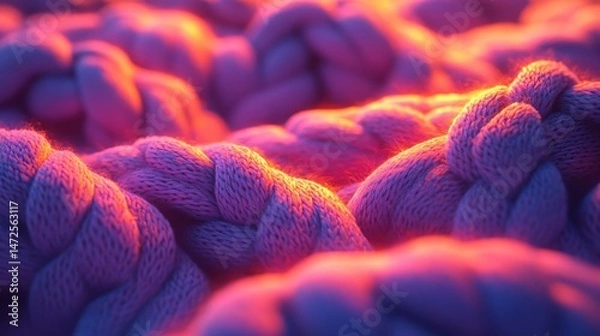 Fototapeta Vibrant Colorful Ropes in Abstract Close-Up with Soft Light Glow