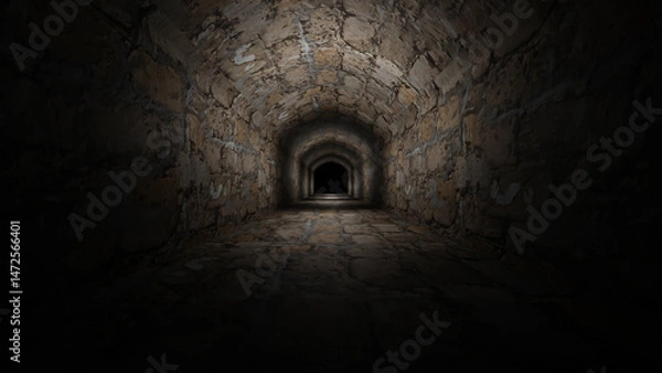 Obraz concrete dark gloomy corridor going into the distance. 3d render illustration