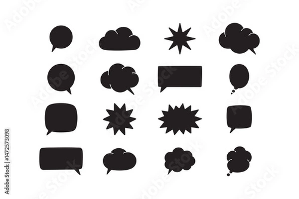 Obraz Comic Speech Bubble Silhouettes Collection, Vector Icons Set.