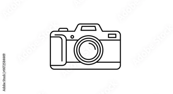Fototapeta Camera Line Icon Simple Photography Equipment Illustration