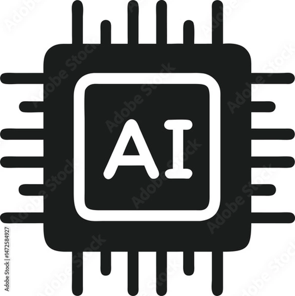 Fototapeta Minimalist ai cpu chip icon vector design with flat and modern aesthetic