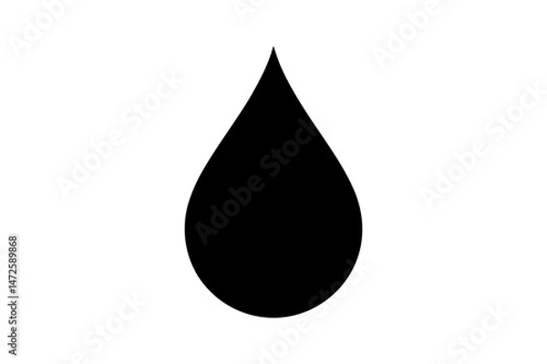 Obraz Black water drop vector simple liquid droplet shape