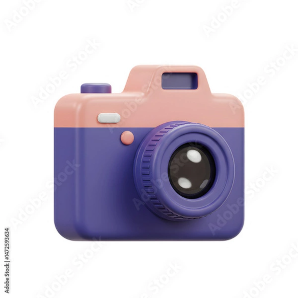Fototapeta Retro-Inspired Colorful Camera Icon for Modern Digital Creators Isolated on PNG background.