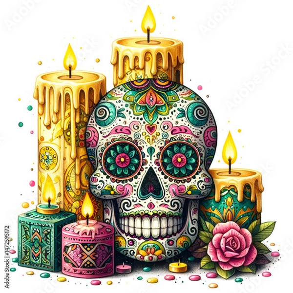 Obraz skull and candle