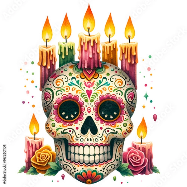 Obraz skull with candles
