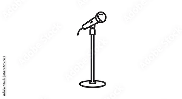 Obraz Microphone on Stand Illustration Simple Minimalist Line Art