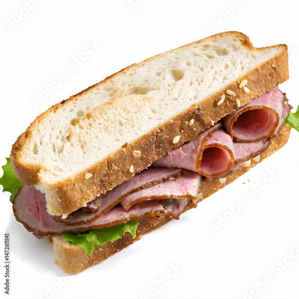 Fototapeta Delicious international sandwiches set isolated on white background - professional food images generated using AI