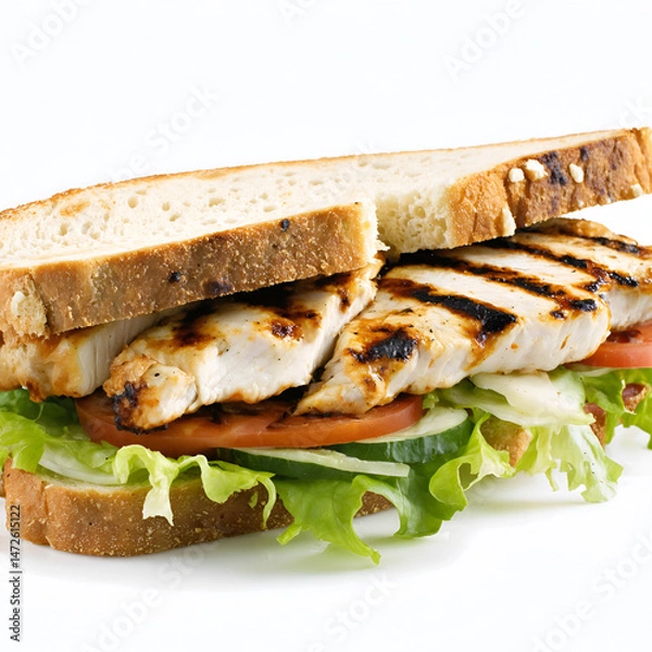 Fototapeta Delicious international sandwiches set isolated on white background - professional food images generated using AI