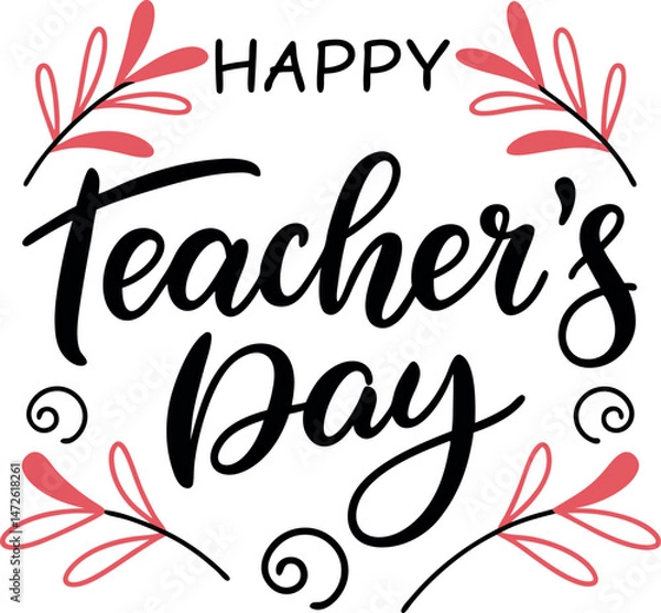 Obraz Happy Teacher's Day typography design with elegant script and decorative elements.